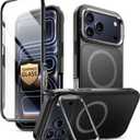 i-Blason for iPhone 17 Pro Max Case MagSafe with Stand [9H+ Tempered Glass Screen Protector] [Camera Control Button Cover] Military-Grade Protection Full-Body Heavy Duty Magnetic Case, Black
