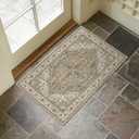 Collive Washable Indoor Doormat, Non Slip Retro Floor Mat 20" x 32" Small Mat Quick Absorbent Entrance Rug Distressed Taupe Front Door Mat, Welcome Mats Entryway Rug Doormats for Kitchen Home Patio