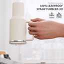 2 x 40 oz Tumbler Lid for Stanley, 2 Pack Tumbler Filp Straw Lid Replacement, Spill Proof Splash Resistant Tumbler Cover for Stanley Quencher Cup (Cream 2.0)