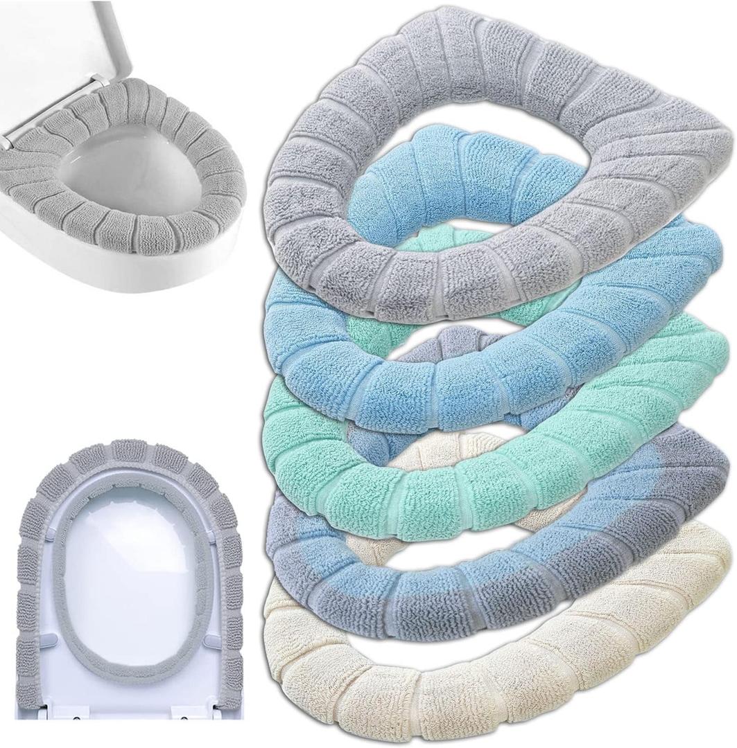 Thicken Toilet seat Cover Cushion Pads Luxury Toilets Warm Toilet seat Covers Warm Toilet Seat Mat Super Warm Universal (5-Pack,Random Color)