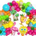 168Pcs Tropical Balloons Arch Garland Kit, Luau Flamingo Summer Beach Party Decorations Hot Pink Green Orange Blue Balloons Palm Leaves for Hawaiian Aloha Pool Baby Shower Wedding Birthday Supplies