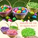 JOYIN 4 Pcs Easter Bamboo Baskets Gift Woven Baskets with Handles and 4 Colors Grass Paper Shreds, Candy Wicker Candy Toys Storage Bucket for Easter Egg Hunt, Kids Party Supplies(9" X 8")
