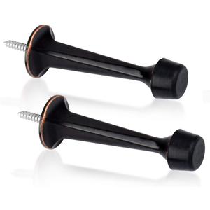 2 Pack Solid Rigid Door Stops - Heavy Duty Door Stoppers Wall Protector with Soft Rubber Tips, Oil Rubbed Bronze