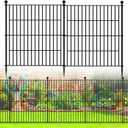 Outdoor Garden Fence,10 Panels 32in(H) x23.6ft(L) No Dig Decorative Fence, Rustproof Animal Barrier Fence,Metal Wire Tall G Arden Fe nce for Dog, Rabbits, and Patio Outdoor Yard