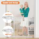 keny 29"-42.5" Baby Gate for Stairs, Auto Close Safety Dog Gate, Pressure Mounted Easy Walk Through Pet Gate for Doorways, Durable Stair Gate, 30" Tall, White