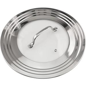 Stainless Steel Universal Lid for Pots, Pans and Skillets-Fits 7" to 12" Replacement Frying Pan Cover and Cast Iron Skillet Lid