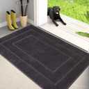 PURRUGS Dirt Trapper Door Mat 32" x 47", Non-Slip/Skid Machine Washable Entryway Rug, Dog Doormat, Super Absorbent Welcome Mat for Muddy Wet Shoes and Paws, Charcoal