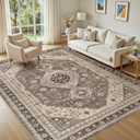 Washable 6x9 Area Rugs for Living Room: Soft Vintage Brown Rug