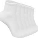 Glory Max 6 Pairs Women Ankle Socks Cotton Solid Color with Cushion for Athletic Running (9-11, White)