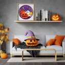 Nuberlic Halloween Embroidery Kits for Beginners Ghost Pumpkin DIY Cross Stitch Starter Craft Kits for Adults Including Cloth with Pattern Hoop Needles Instruction and Threads