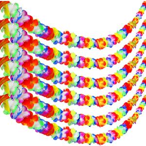 6 Pcs Hawaiian Luau Party Decorations Tropical Flower Garlands Multi Colored Hibiscus Leis Banner for Hula Dance Summer Beach Birthday Party Supplies, 16.4 ft Each