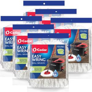 O-Cedar EasyWring Spin Mop Head Replacement | Machine Washable | Reusable | Packaging May Vary (Pack of 6)