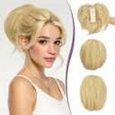RUWISS Claw Clip Short Human Hair Ponytail Extension with Bendable Metals for DIY Styles Straight Messy Bun Hair Piece for Women Hairpieces for Daily Wear, 9 Inch Light Blonde