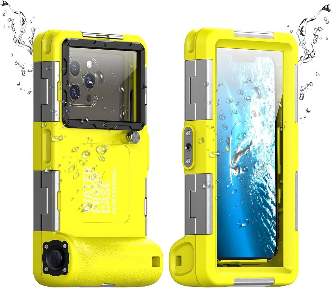 Nisso Waterproof Underwater Snorkeling Diving Phone Case for iPhone 16/15/14/13/12/11 Pro Max Mini Xr/X/Xs and Galaxy S24/S23/S22/S21 Ultra Plus Professional [15m/50ft] Photo Video Cover Yellow