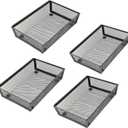 Mesh Tray Kitchen Drawer Utensil Cutlery Tray Office Supplies with Inter-locking Arm Drawer Dividers Organizer for Silverware, Flatware, Home,Office, School,Bedroom(9X64pack) Black