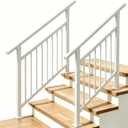 Hand Rails for Outdoor Steps，Stair Handrail & Indoor Stair Railing Kit，Railings for Outdoor Steps for Fence & Outdoor Steps (2, White-with Balusters, 3 Step)
