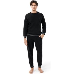 DAVID ARCHY Mens Pajamas Set Ultra-Soft Fleece Pajamas Lightweight & Breathable Sleepwear Long Sleeve Lounge Set with Pockets (X-Large, Black)