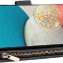 UEEBAI Wallet Case for Samsung Galaxy A53 5G, PU Leather Case Magnetic Closure Handbag Zipper Pocket Case Kickstand Card Slots with Hand Strap Marple Flip Case for Women - Black