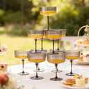 LIYH 20 Pcs Plastic Martini Glasses 10 Oz Clear Black Disposable Martini Glasses Cocktail Coupe Plastic Champagne Tower Disposable Wine Cups Perfect for Bar Cocktails Parties Wedding