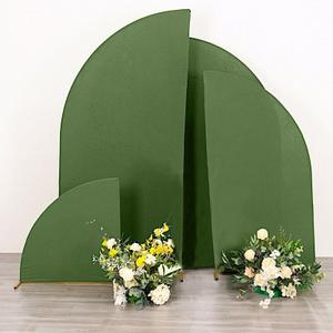 4 Olive Green Fitted Spandex Matter Half Moon Wedding Arch Backdrop Stand Covers Set Party Events Reception Decorations Supplies