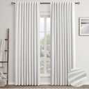Ivory Linen Blackout Curtains for Bedroom 90 Inch Length 2 Panels Set Back Tab Pocket Neutral Farmhouse Living Room Darkening Curtains Track System Thermal Insulated Black Out Drapes 52x90