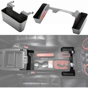 TACOBRO Auto Gear Shift Storage Organizer Tray and JK Center Console Hanging Storage Box for Jeep Wrangler JK JKU 2011-2018, Armrest Box Organizer and JKU Gear Shifter Console Side Tray, ABS