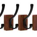 4 Pack Wooden Wall Hooks, Adhesive and Screw Mounted for Heavy Duty, Boho Decorative Coat Hooks for Towel, Clothes, Blanket, Hat, Entryway, Nursery Door