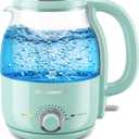 Elite Gourmet 1.2L Electric Glass Kettle, 1200W Fast Boil, Adjustable Temperature Control & Keep Warm, BPA-Free Borosilicate Glass, Auto Shut-Off & Boil-Dry Protection, 360 Cordless Base, Mint