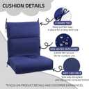 High Back Chair Cushion, 44" x 20" UV Resistant & Water-Repellent Patio Furniture Chair Pads with Non-Slip Ties for Rocking Chairs, Adirondack, Dinning Chairs, Dark Blue, 2Pcs