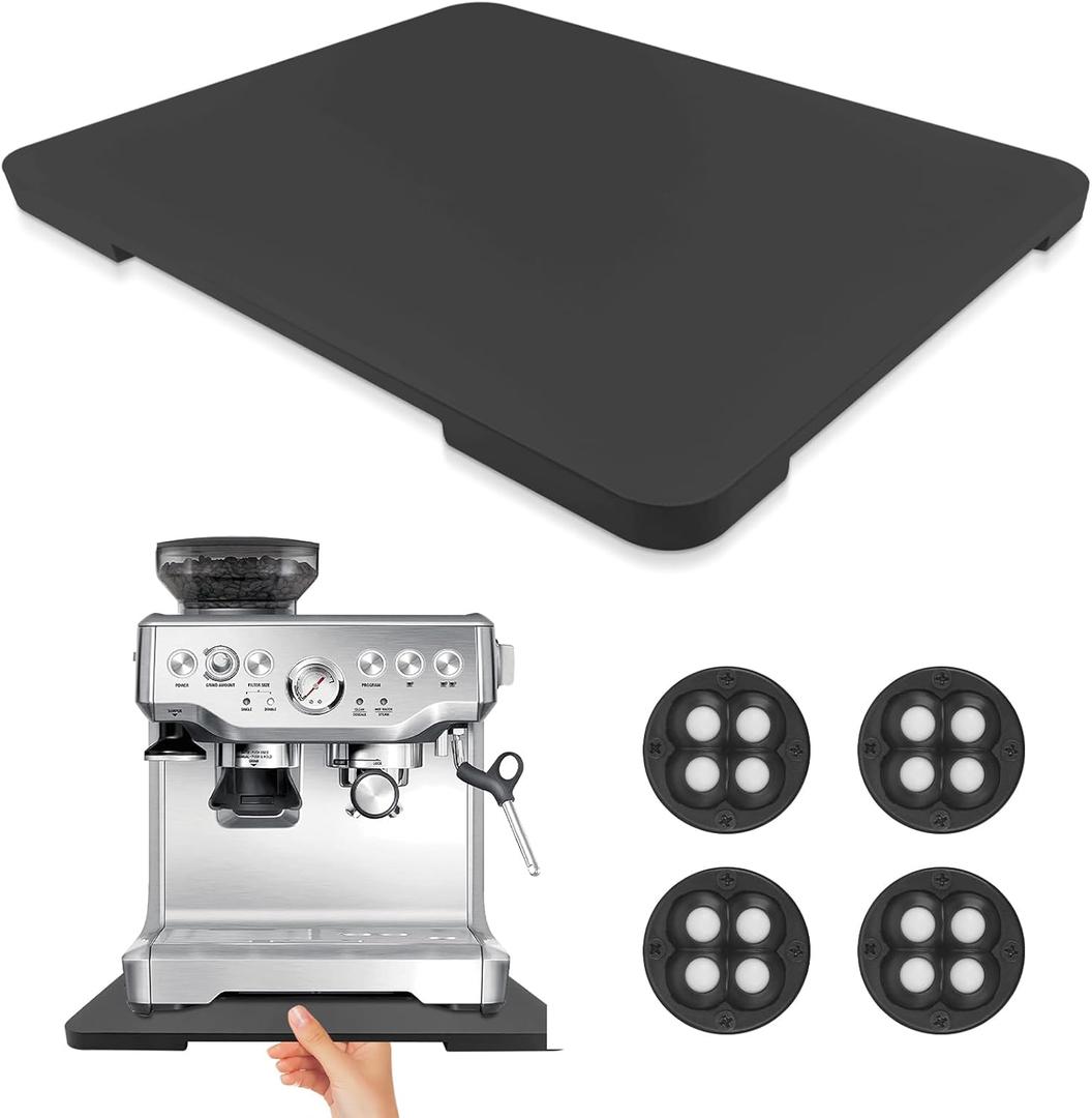 Appliance Slider 360 Rolling Tray for Coffee Maker Bamboo Coffee Pot Slider Tray for Countertop Rotation Sliding Tray with Wheels, Appliances Mat Easily from Under The Cabinet Black(15.7"13")