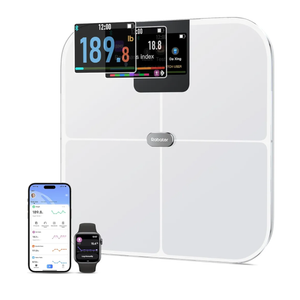 Smart Scale with Large Color Display, Digital Bathroom Scale for Body Weight BMI Muscle Mass, 25 Composition, Body Fat Scale with Heart Rate, 11.8" Large Platform, 400 lbs (White)