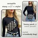 2 x Boutique Fleece Belt Bag | Sherpa Checkered Crossbody Fanny Pack for Women | Fashionable Cute Waist Pack | Small Chest Bag | Gold Accessories | Adjustable Extended Strap | Black Checker