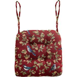 vctops Farmhouse Bird Print Chair Cushions with Ties U-Shaped Soft Comfortable Chair Pads Non Slip Seat Cushions for Indoor Dining Room and Kitchen Chairs (Red,16"x16")
