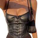 Meihuida Women Sexy Bustier Corset Top Y2k Push Up Off Shoulder Corset Top (Medium, A1 Black)