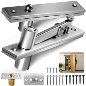 Hidden Door Hinges for Max 200 lb Wood Doors,Pivot Hinges for Hidden Door Bookcase,Secret Door,with Door Ball Catch Hardware (1, Silver)