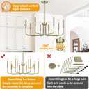 Lynnoland 8-Light Farmhouse Chandelier for Dining Room Lighting Fixtures Hanging, Brass Dining Light Fixtures Industrial Chandelier for Bedroom, Foyer, Hall, Kitchen, Living Room and Entryway