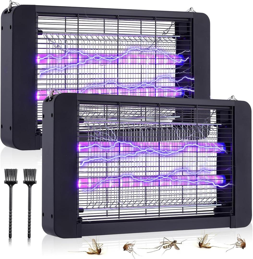 Qualirey 2 Pcs Electric Bug Zapper Indoor Outdoor Bug Zapper Mosquito Killer with Removable Tray 20w UV Light Powerful Double Tube Insect Killer Fly Pest Traps for Patio Home Bedroom Yard
