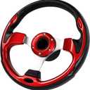 12.5 Inch Boat Steering Wheel With 3/4" Axle Marine Adapter, Anti-Slip for Boats, Yachts, Pontoon Boats, Red