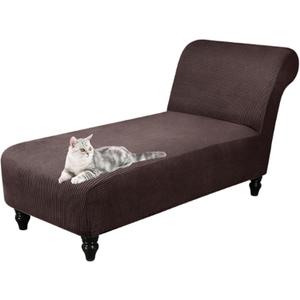 Armless Lounge Chaise Slipcover, Stretch Chair Cover Elastic Armless Chaise Cover Sofa Protector for Living Room and Bedroom, Soft Jacquard Fabric, Machine Washable