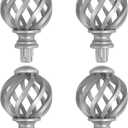 Finials for Curtain Rods, 4 Pcs Curtain Rod Finials for 5/8 Inch Dia Rod,Drapery Rod Finials of Spiral Cage Shape(Silver)