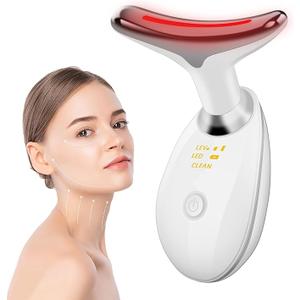 Face and Neck Massager, 7 Color LED Facial Beauty Device, Portable Skin Care Tools for Home Use,White