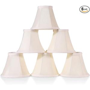 Wellmet Chandelier Shades, ONLY FOR CANDELABRA BULBS, Clipon Fitter Lamp Shades, 3" x 6" x 5", Set of 6, Cream White