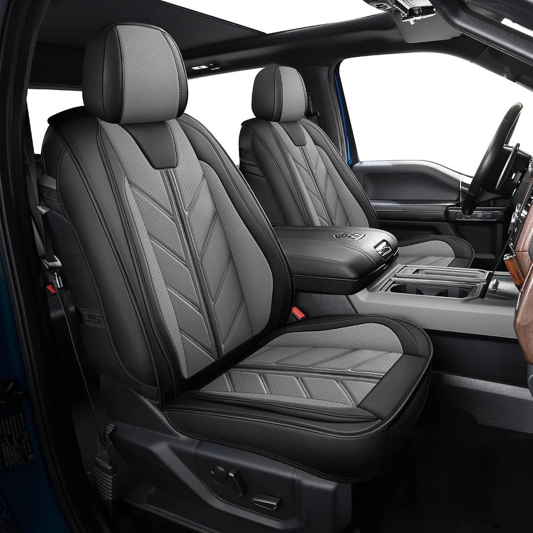Pickup Seats Covers Compatible with Dodge Ram 1500 2009-2024 Limited Truck Pleather Seat Covers Custom Fit Dodge Ram 2500 3500 (Gray,2 PCS Front Seat)