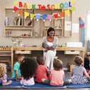 25 PCS Welcome Back to School Banner - Happy 9.78 Feet Pennant Sign Reusable Classroom Decoration with Vibrant Colors & Durable Material for First Day Kindergarten Preschool Party