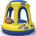 Swimming Pool Basketball Hoop Set by Hoop Shark - Yellow/Blue - Inflatable Hoop with Ball - Perfect for Competitive Water Play and Trick Shots - Ultimate Summer Toy