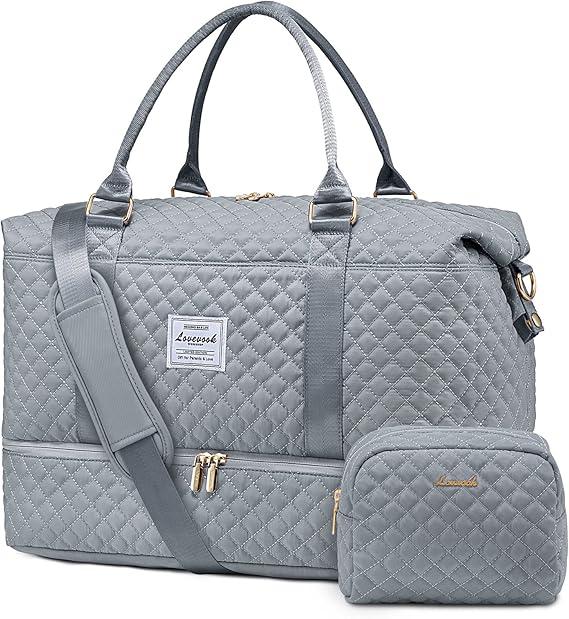 Large Women Travel Duffle Bag, Weekender Bags for Women with Shoe Compartment, Carry on Overnight Bag with Toiletry Bag, Gym Duffel Bag with Wet Pocket, Hospital Bags for Labor and Delivery