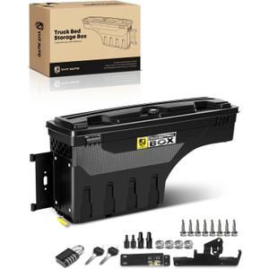 YHTAUTO Driver Side Truck Bed Storage Tool Box Lockable Compatible with 2005-2023 Toyota Tacoma, 2019-2023 with Storage Box, Swing Waterproof Wheel Well Toolbox