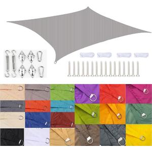 Heavy Duty Sun Shade Sail Rectangle Waterproof Shade Cover Canopy Awning UV Block Shade Cloth 90% Shade Protection for Outdoor Deck Patio Garden Yard Kids Play Area, Ropes Included
