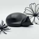 Comemori Sleeping Cat Funeral Urn, Black 7.28"L x 5.12"W x 3.35"H