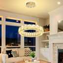 16" Gold Crystal Ring Chandelier Adjustable Height Pendant Light